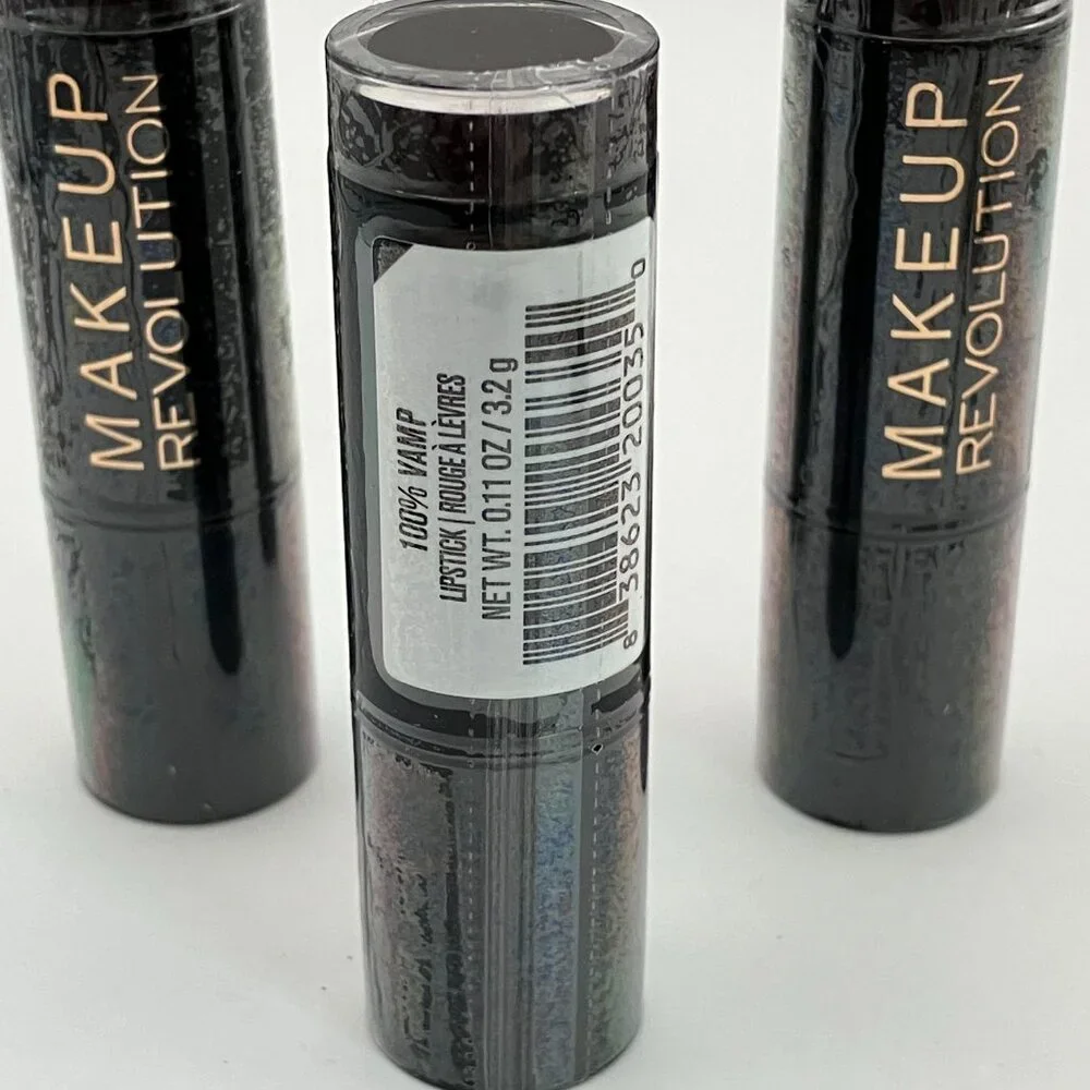 Makeup Revolution Amazing Lipstick 100% Vamp Rouge A Levres Pack Of 3